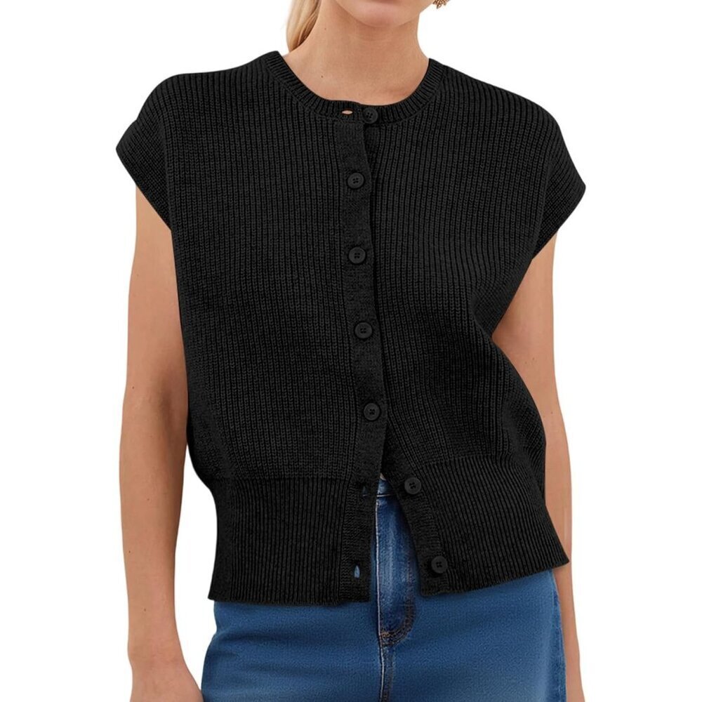 Women's Knitted Sweater Vest Polyester Blend Medium Sleeveless Business Casual